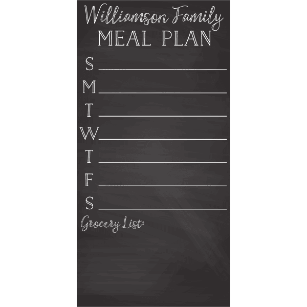 Personalized Family Meal Plan Chalkboard