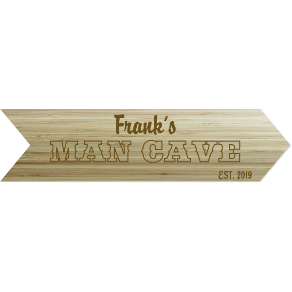 Personalized Man Cave Arrow 4" x 16" Engraved Wood Sign