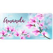 Pink Flower Custom Front License Plate