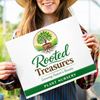 A plastic sign for a plant nursery with their logo