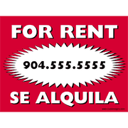 Bilingual Red For Rent Sign