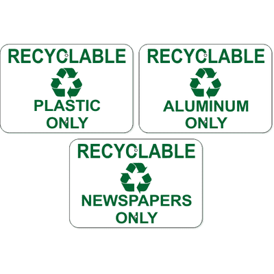 Plastic / Aluminum / Newspaper Only Aluminum Sign Pack