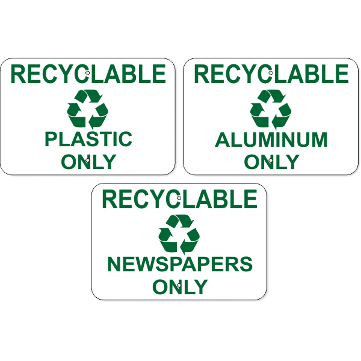 Plastic / Aluminum / Newspaper Only Aluminum Sign Pack