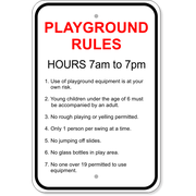 Playground Rules 18" x 12" Aluminum Sign