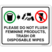 Please Do Not Flush Products 8" x 10" Full Color Sign 