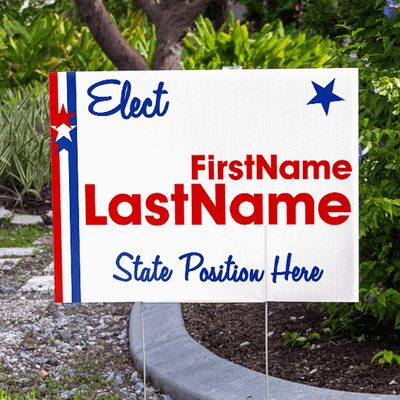 Stars & Stripes Election Yard Sign Next to Pavement