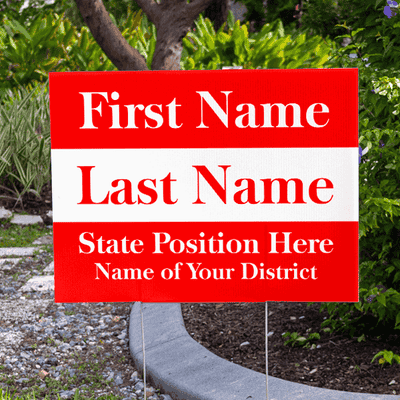 Red Election Yard Sign in Yard