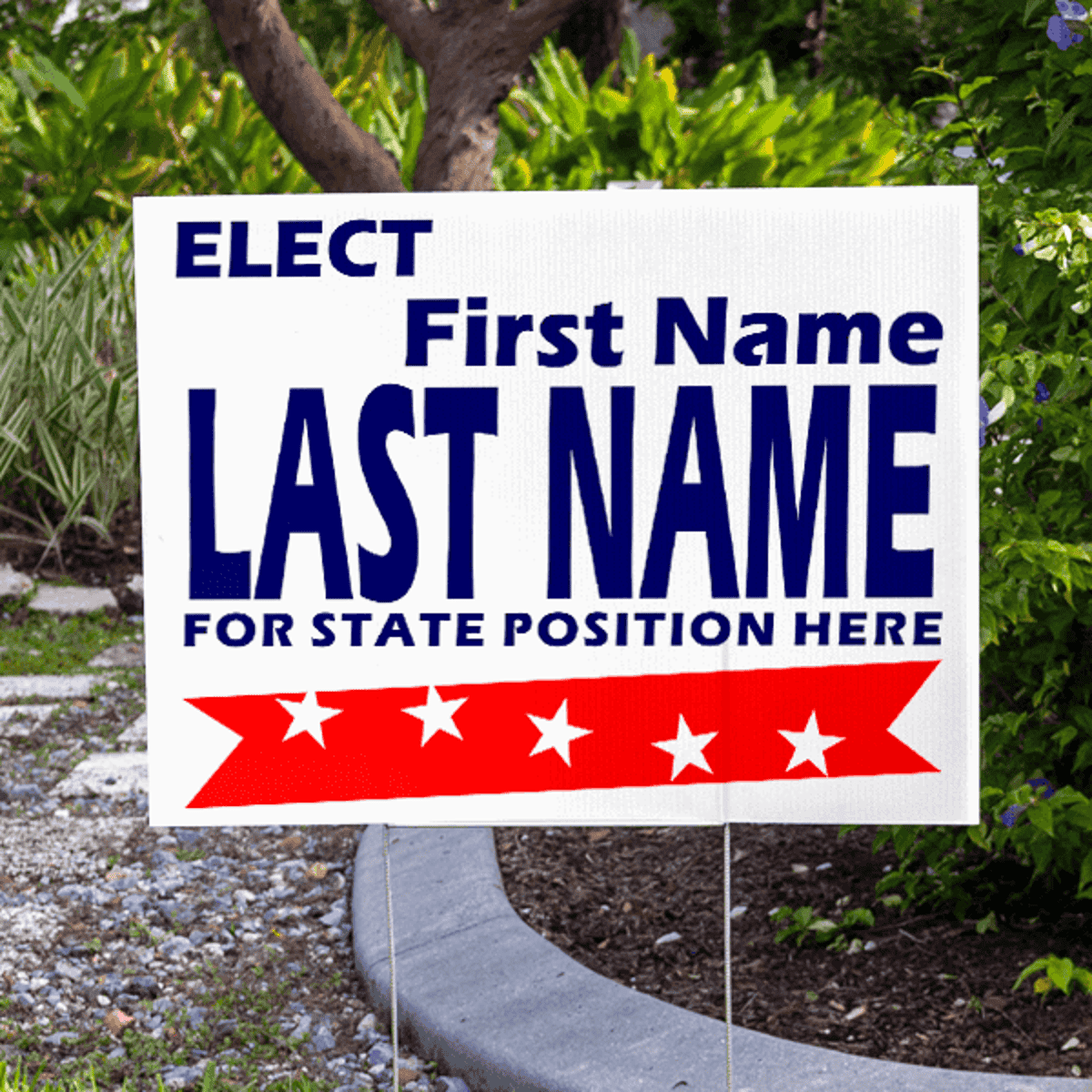 Banner Stars Election Yard Sign Next to Pavement