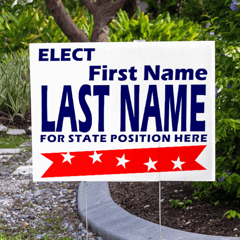 Banner Stars Election Yard Sign Next to Pavement