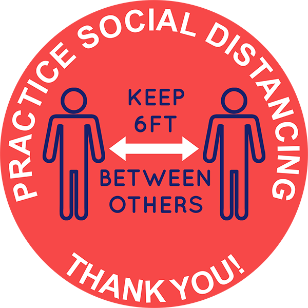 Red Practice Social Distancing Floor Decal