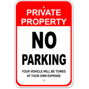 Private Property No Parking 18" x 12" Aluminum Sign 