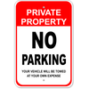 Private Property No Parking Aluminum Sign | 18" x 12"