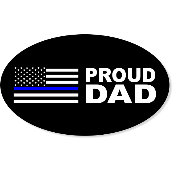 3" x 5" Proud Dad Police Oval Bumper Sticker