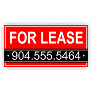 Red For Lease Banner | Custom Phone Number 3' x 6'