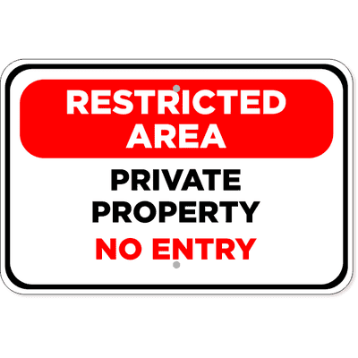 Restricted Area Private Property Aluminum Sign | 12" x 18"