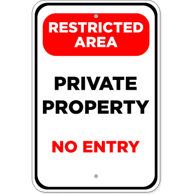 Restricted Area Private Property Aluminum Sign | 18" x 12"