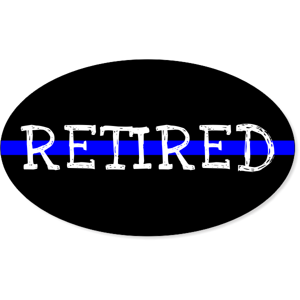 3" x 5" Retired Thin Blue Line Oval Bumper Sticker