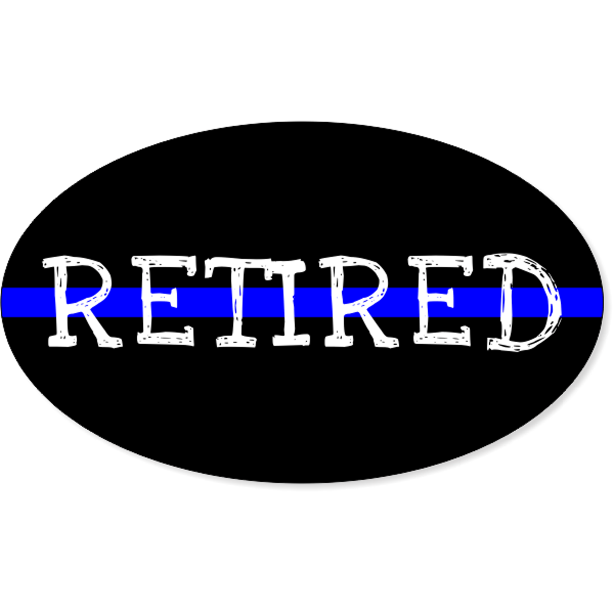 Retired Thin Blue Line Oval Bumper Sticker | 3" x 5"