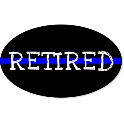 Retired Thin Blue Line Oval Bumper Sticker | 3" x 5"