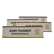 Full Color 2" x 8" Desk Plate with Holder & Right Logo