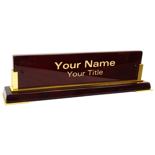 Customized Brass 3" x 10" Wooden Base Name Plate