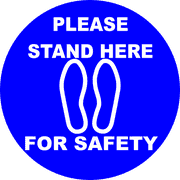 Round Please Stand Here Floor Decal