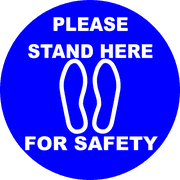 Round Please Stand Here Floor Decal