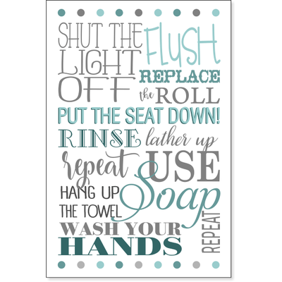 Rules of the Bathroom Sign | 12" x 8"