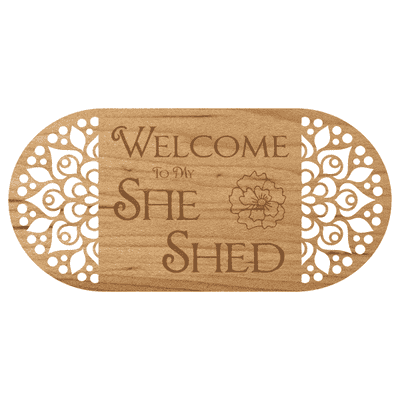 She Shed Floral Vintage Wooden Sign | 6" x 12"