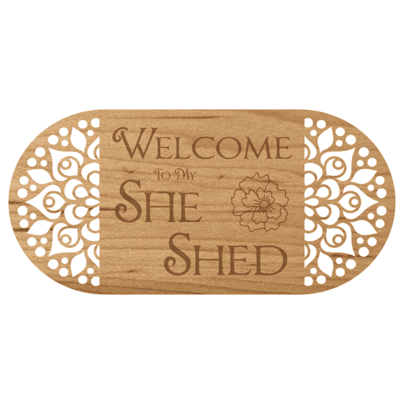 She Shed Floral Vintage Wooden Sign | 6" x 12"