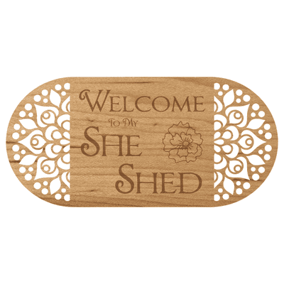She Shed Floral Vintage Wooden Sign | 6" x 12"