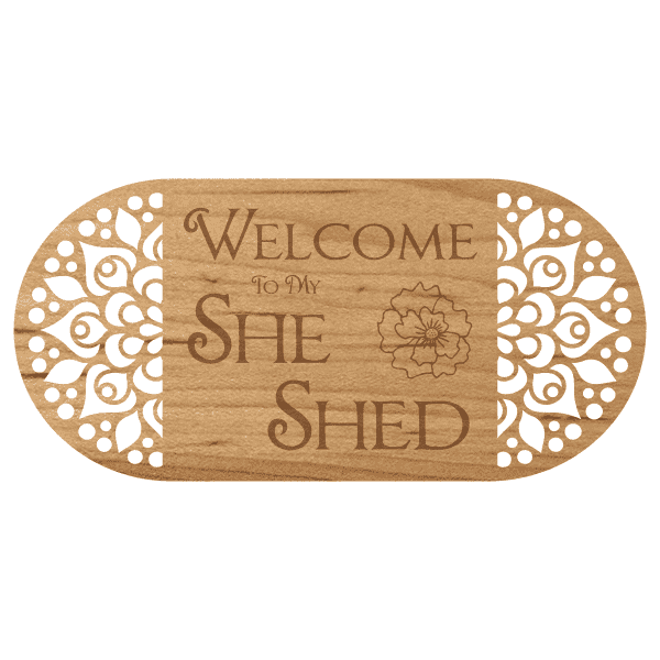 She Shed Floral Vintage 6" x 12" Wooden Sign