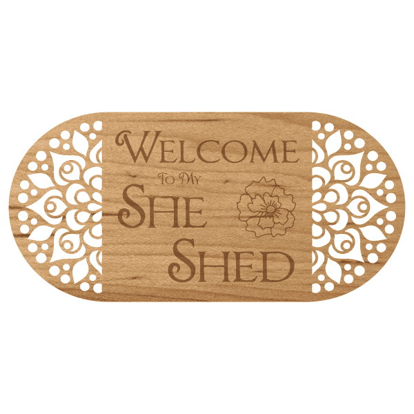 She Shed Floral Vintage 6" x 12" Wooden Sign