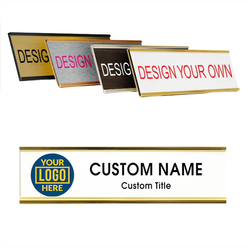 Left Logo Full Color 2" x 8" Wall Plate with Holder