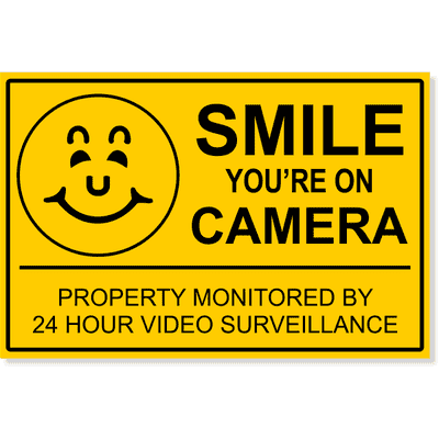 Smile You're On Camera Video Surveillance Yard Sign | 12" x 18"