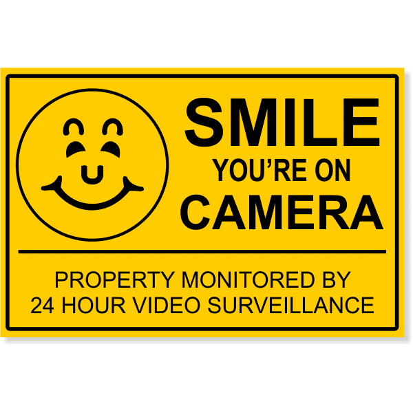 Smile You're On Camera Video Surveillance Yard Sign | 12" x 18"
