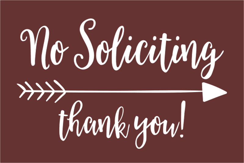 No Soliciting Arrow Sign
