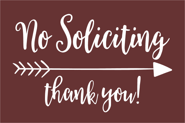 No Soliciting Arrow Sign