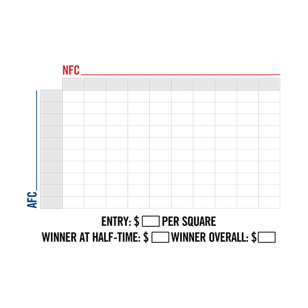 Blank Football Squares Game With Leagues