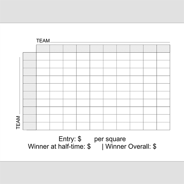 Blank Football Squares Game