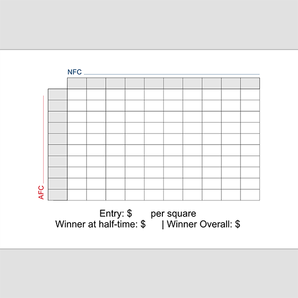 Blank Football Squares Game With Leagues