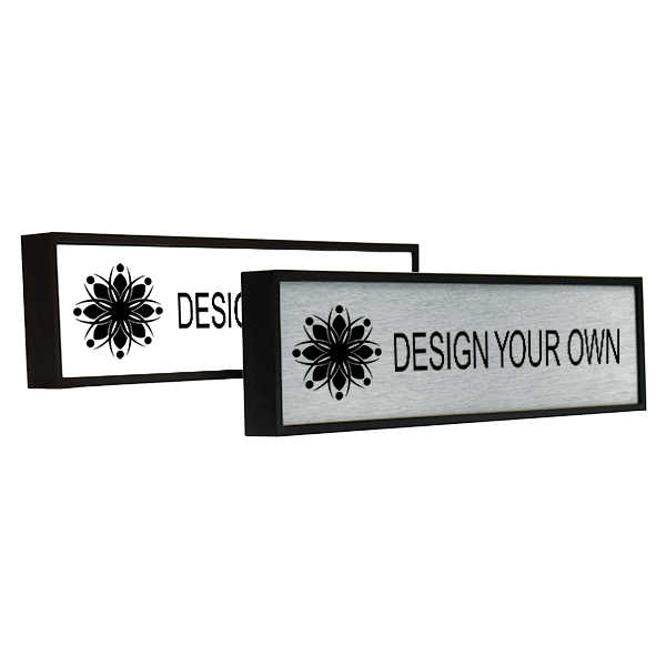 Square Corner Engraved Wall Name Plate w Plastic Holder | 2" x 9"