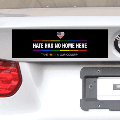 Hate Has No Home Here Pride Bumper Sticker - alternate view
