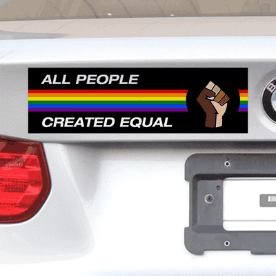 All People Created Equal Pride Bumper Sticker - alternate view