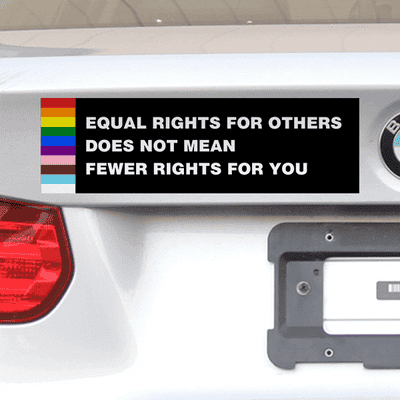 Equal Rights Pride Bumper Sticker - alternate view