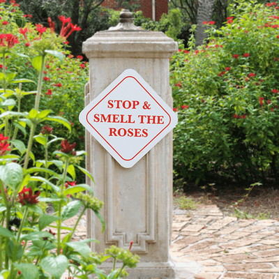 Stop and Smell The Roses Sign - alternate view