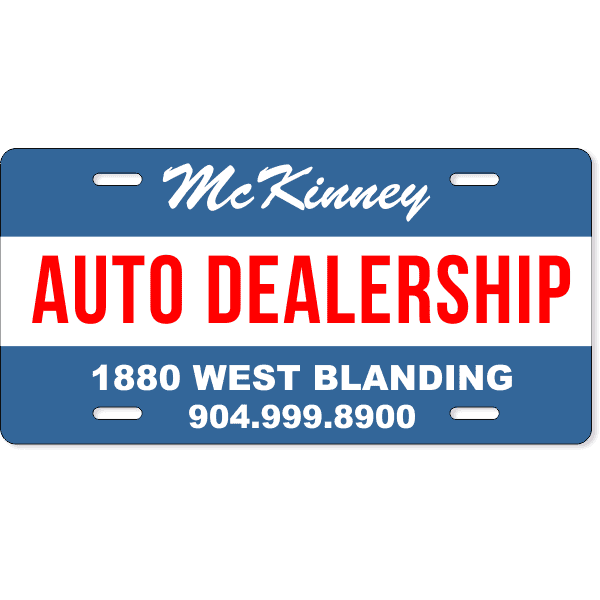 Striped Auto Dealership Industry Custom Front License Plate