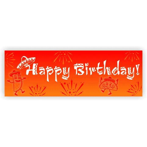 Sunset Sombrero 2" x 6" Birthday Banner