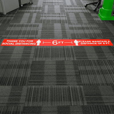 Thank you for Social Distancing 6 Ft Floor Decal - alternate view
