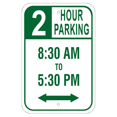 Timed Parking Sign with Double Arrow | 18" x 12"